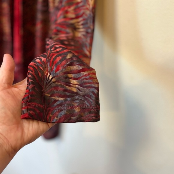 Vintage Red Metallic Zebra Print Open Front Blazer Cardigan M Silly Brand - Picture 5 of 8